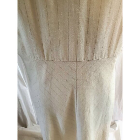 J. Jill Fit Flare Stone&Tan Striped Linen Blend Dress Womens Size 12 Feminine - Picture 5 of 16